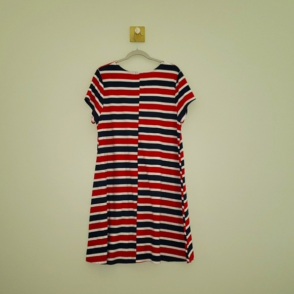 Liberty Park Swing Dress XL Red White Blue Casual Soft Short Sleeve Patriotic - Picture 5 of 12